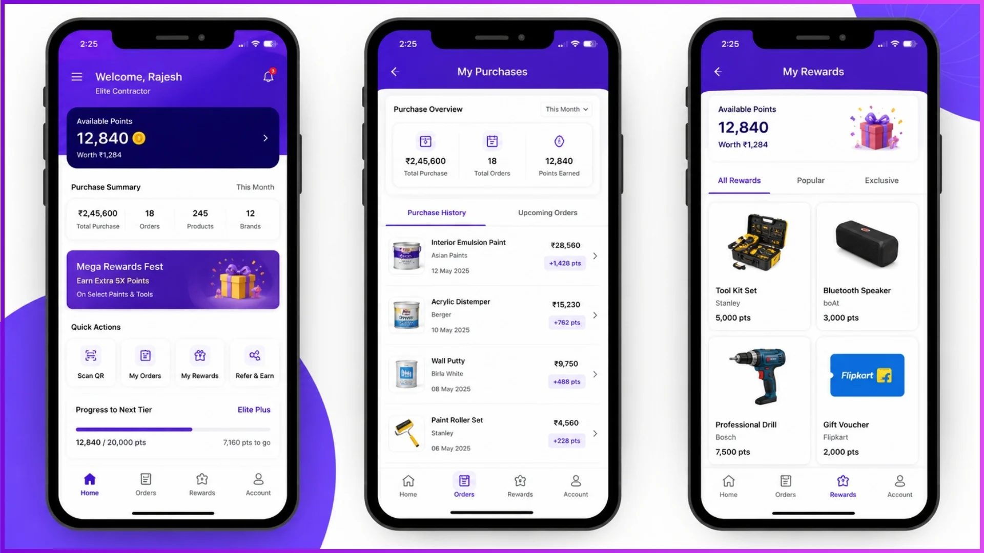 B2B loyalty app dashboard for contractor program tracking purchases and rewards