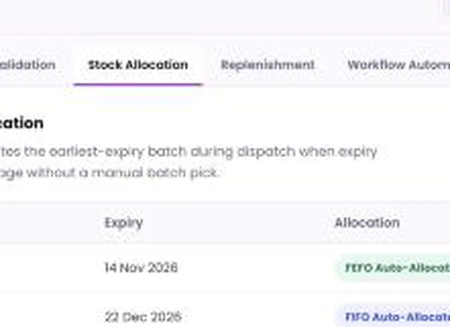 1Channel AI-Powered DMS admin dashboard — Stock Allocation screen