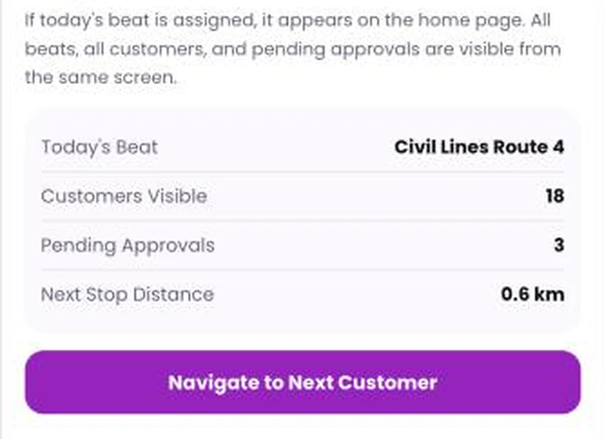 1Channel Field App mobile view — Today's Beat screen