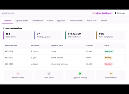 1Channel Expense Management admin dashboard — Expense Overview screen