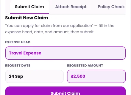 1Channel Field App mobile view — Submit New Claim screen