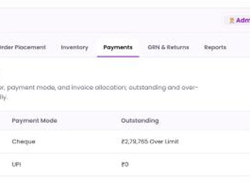 1Channel Distributor Portal admin dashboard — Payments screen