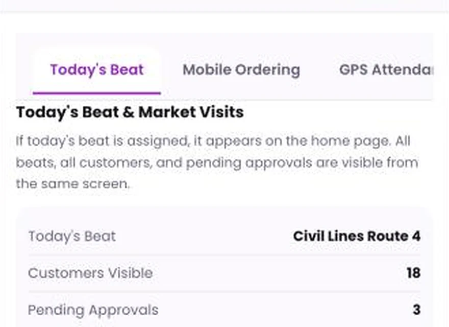 1Channel Field App mobile view — Today's Beat screen