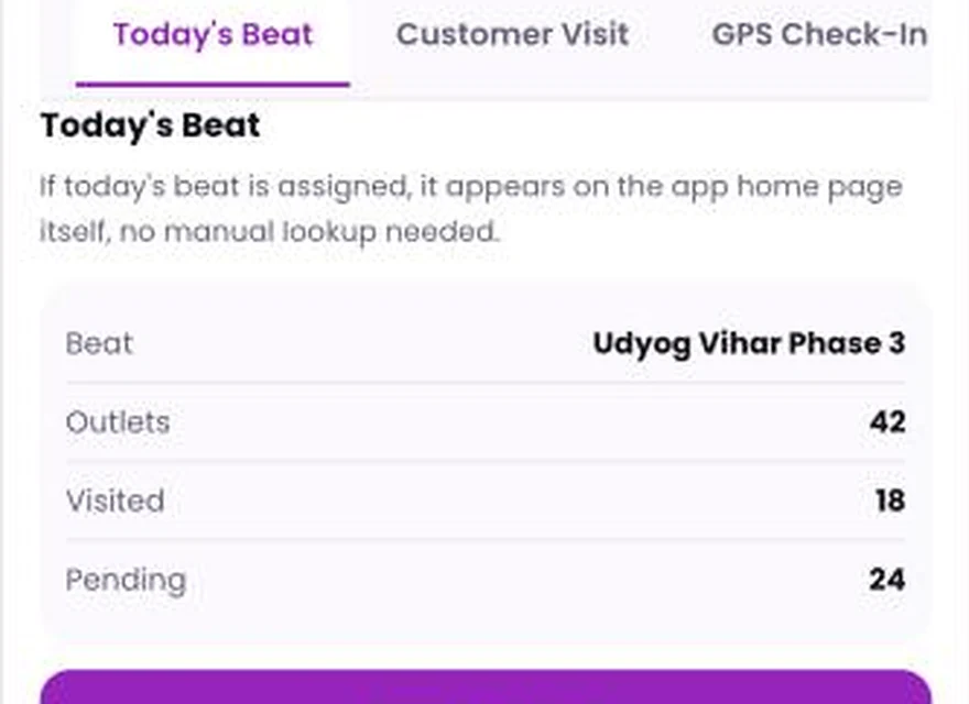 1Channel Field App mobile view — Today's Beat screen